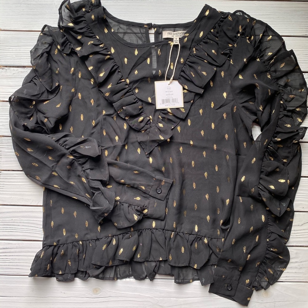 Free Generation LA Sheer top with Gold Detail